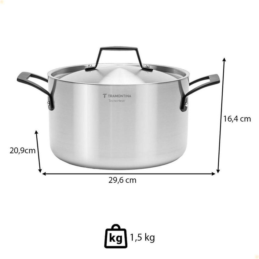 Caçarola Tramontina Grano Black Funda Em Inox Corpo Triplo 20 Cm 3,8 L 62584200 - imagem 3