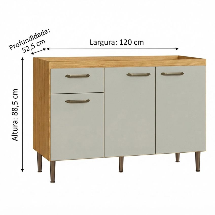 Balcão Para Pia Berlin 120cm Mdp Pintura Uv Decibal - imagem 3