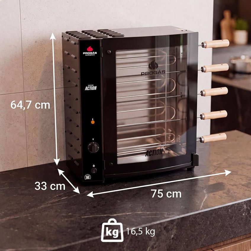 Forno Assador Rotativo Action Elétrico Progás Prac-05e 5 Espetos 220v - imagem 3