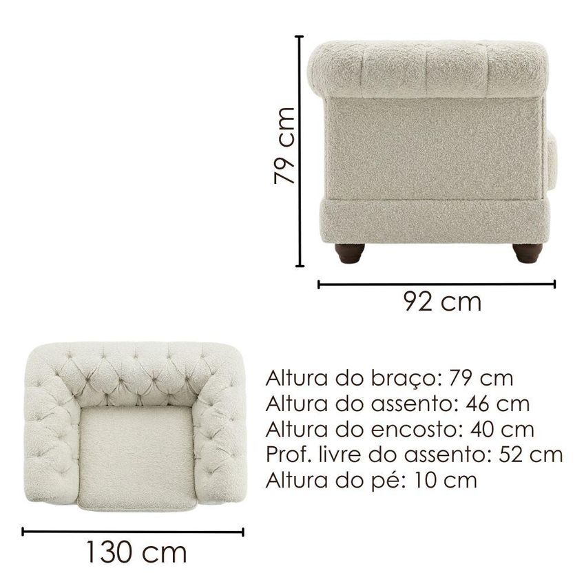 Poltrona Decorativa Capitone Acorde Pes MDF Boucle TCE 1010 Moll - imagem 3