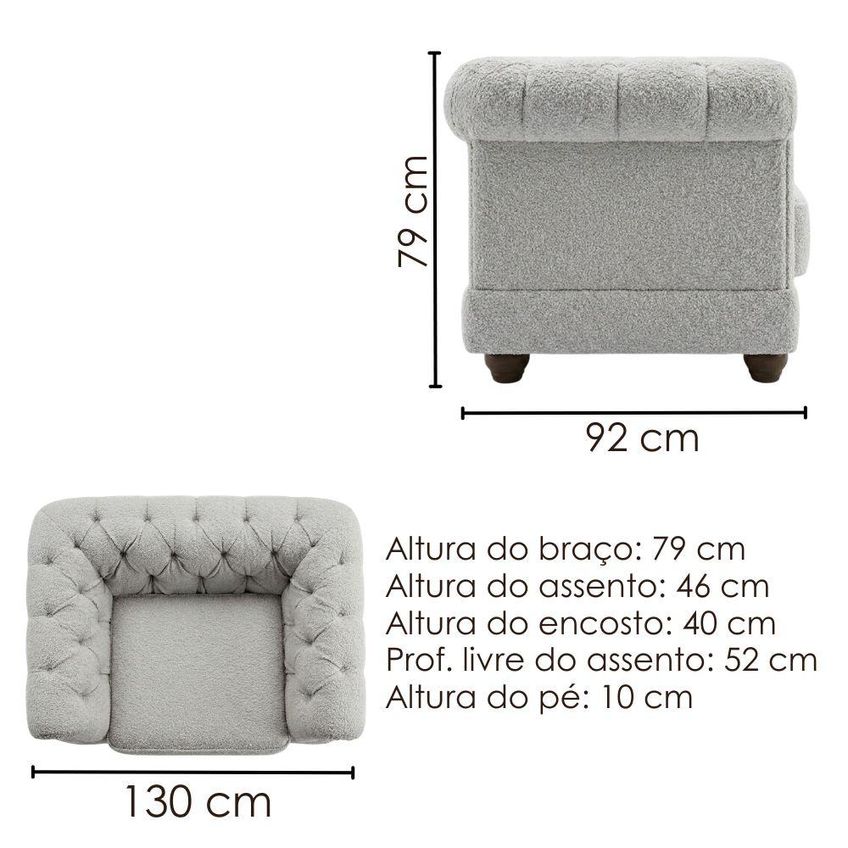 Poltrona Decorativa Capitone Acorde Pés MDF Boucle TCE 1018 Moll - imagem 3