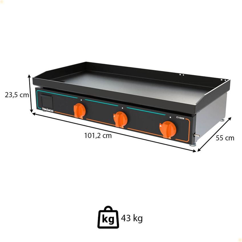 Chapa Bifeteira Deguste Luxo New Venâncio 100 Cm A Gás GLP C100N 63400 - imagem 3
