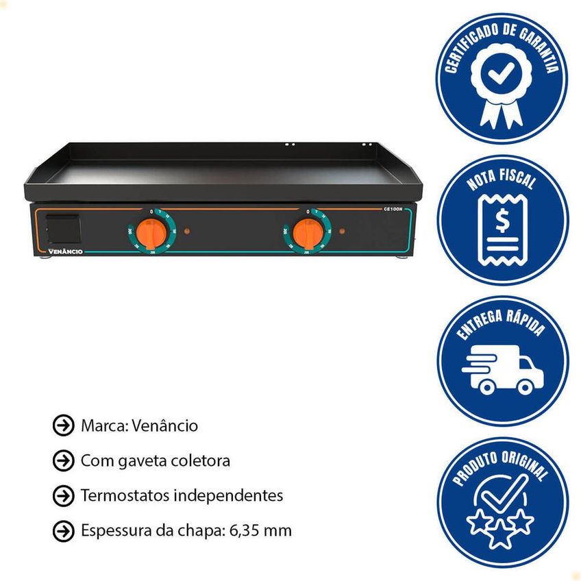 Chapa Bifeteira Deguste Luxo New Venâncio Elétrica 220v CE100N 63403 - imagem 2