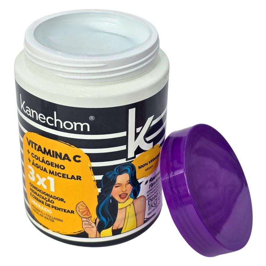 Tratamento Capilar 3 Em 1 Kanechom Vitamina C Colágeno Água Micelar Vegano 1kg - imagem 2