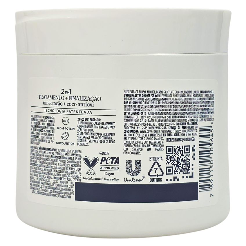 Máscara de Tratamento Capilar Dove Umectação + Coco Antioxi 320g - imagem 2