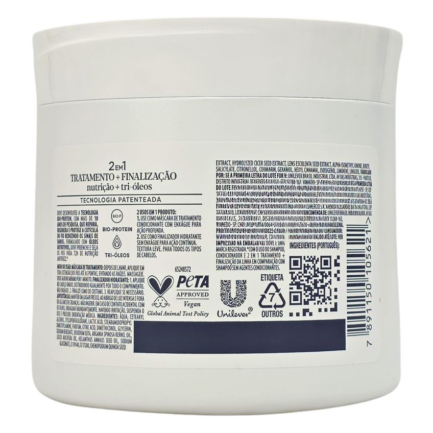 Máscara de Tratamento Capilar Dove Nutrição + Tri-óleos 320g - imagem 2