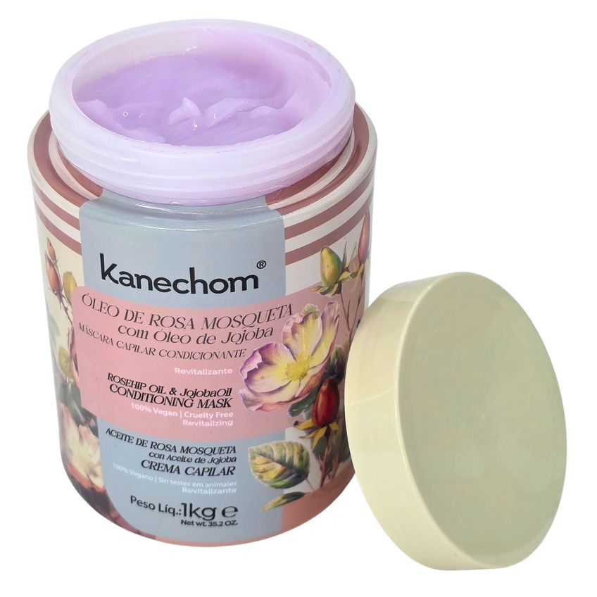 Máscara Capilar Revitalizante Kanechom Óleo De Rosa Mosqueta E Jojoba Vegano 1kg - imagem 3
