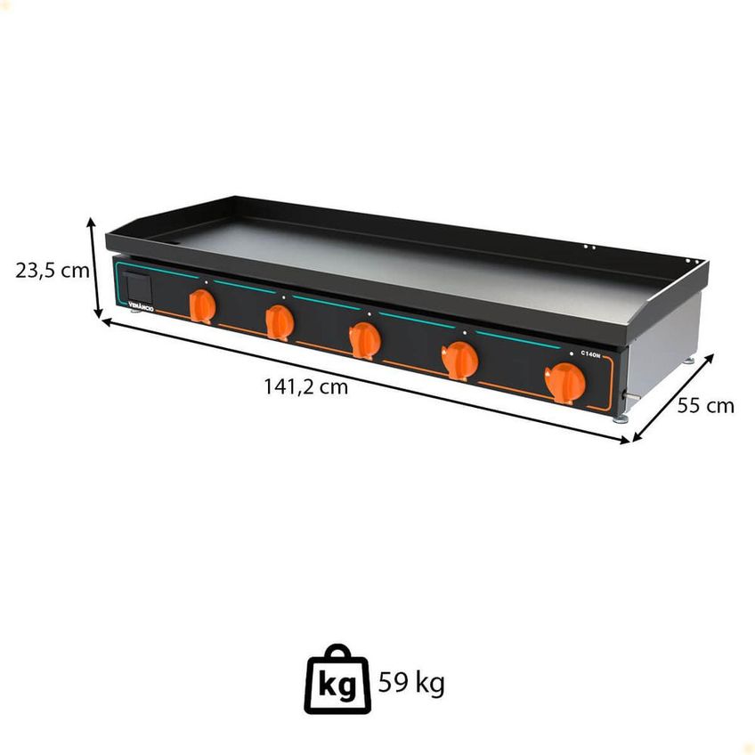 Chapa Bifeteira Deguste Luxo New Venâncio 140 Cm A Gás GLP C140N 78427 - imagem 3