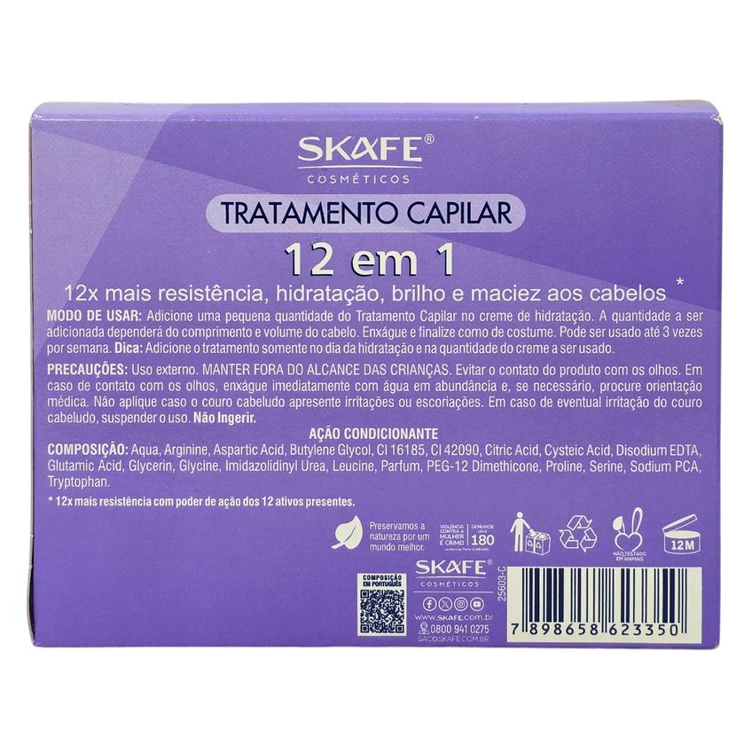Kit 24 Ampolas De Tratamento Capilar 12 Em 1 Skafe 10ml Cada - imagem 2