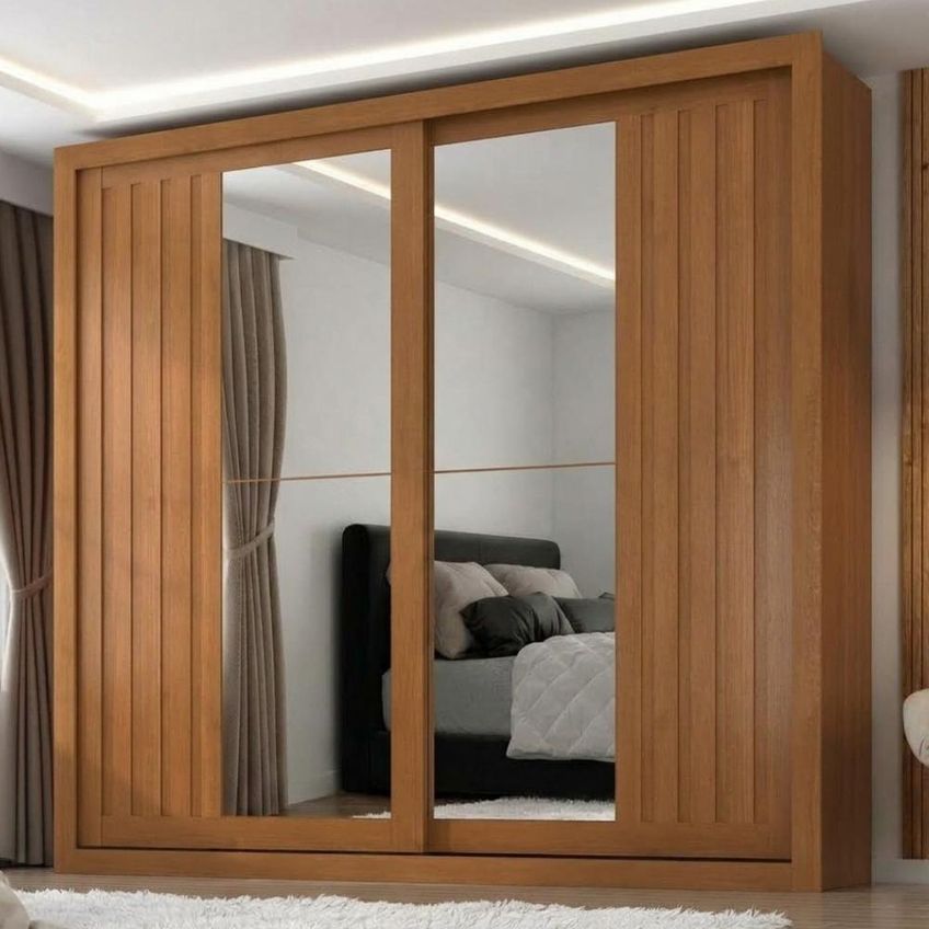 Guarda Roupa Casal 2 Portas De Correr Com Espelho Versale 241 Cm Cinamomo Zanz - imagem 2