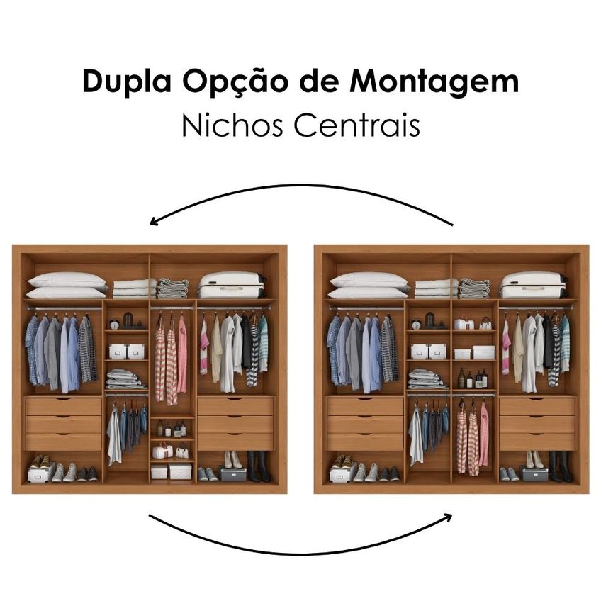 Guarda Roupa Casal 2 Portas De Correr Com Espelho Versale 241 Cm Cinamomo Areia Zanz - imagem 5