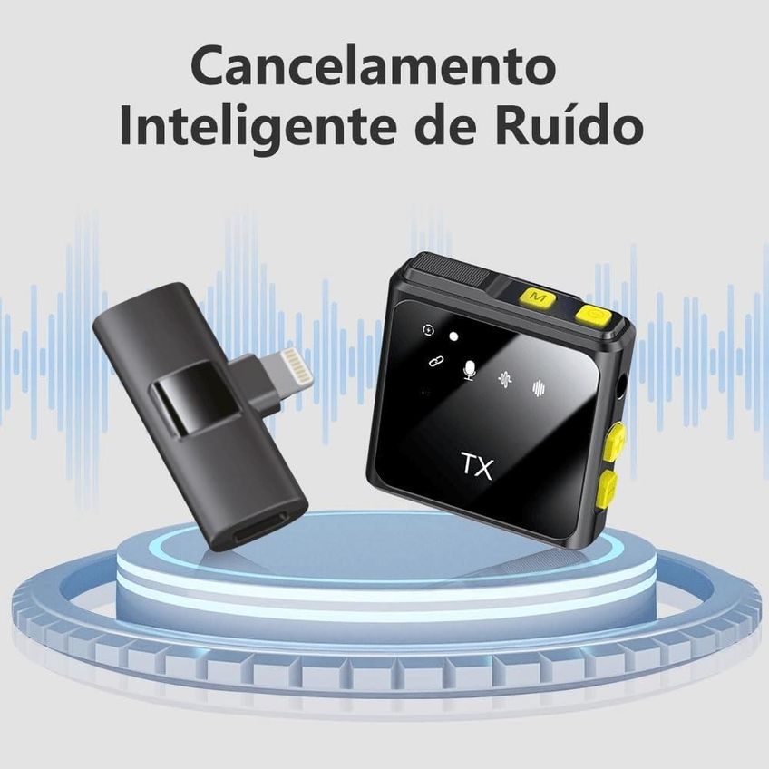 Microfone De Lapela Sem Fio Compatível Com Iphone Antirruído XC-ML-07 - imagem 2