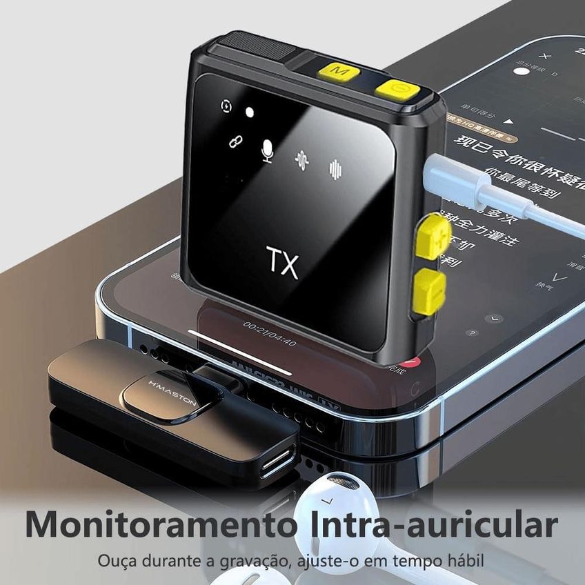 Microfone De Lapela Sem Fio Compatível Com Iphone Antirruído XC-ML-07 - imagem 3