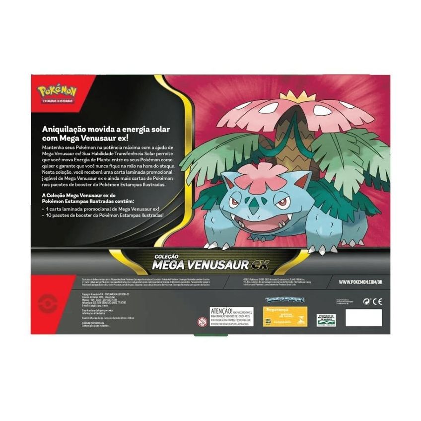 Box Pokémon Coleção Mega Venusaur Ex 61 Cartas 1 Promocional - imagem 3