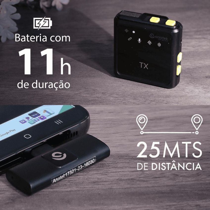 Microfone De Lapela Sem Fio Compatível Com Iphone Antirruído XC-ML-07 - imagem 4