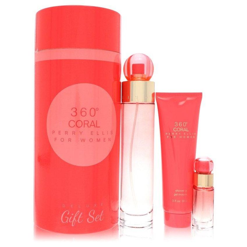 Perfume Feminino Perry Ellis 360 Coral - Kit Presente 100ml Eau De Parfum 7ml Mini Edp + 90ml Gel de Banho - imagem 2