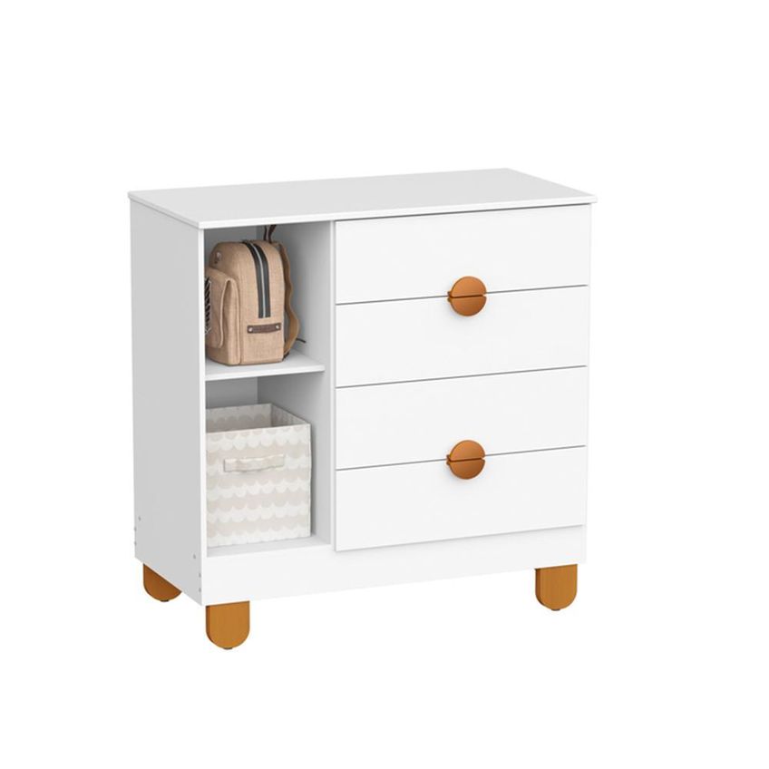 Cômoda Sapateira Apolo 1 Porta E 4 Gavetas Branco Fosco - Reller Móveis - imagem 3