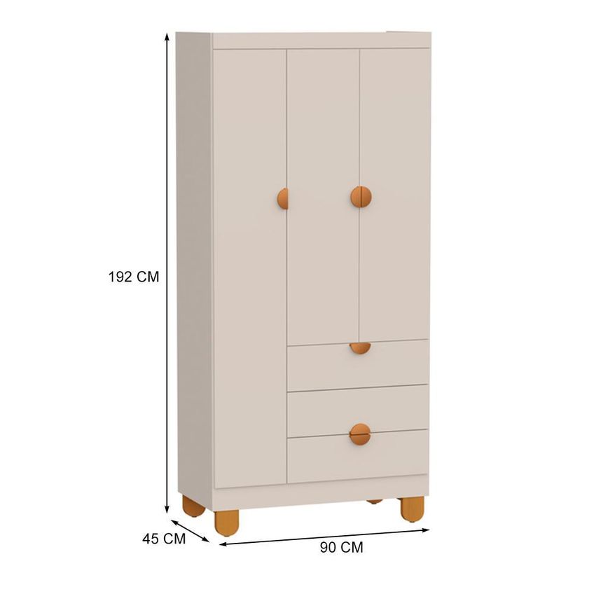 Cômoda Sapateira 1 Porta E 4 Gavetas E Guarda Roupa 3 Portas E 3 Gavetas Apolo Areia Fosco - Reller Móveis - imagem 5