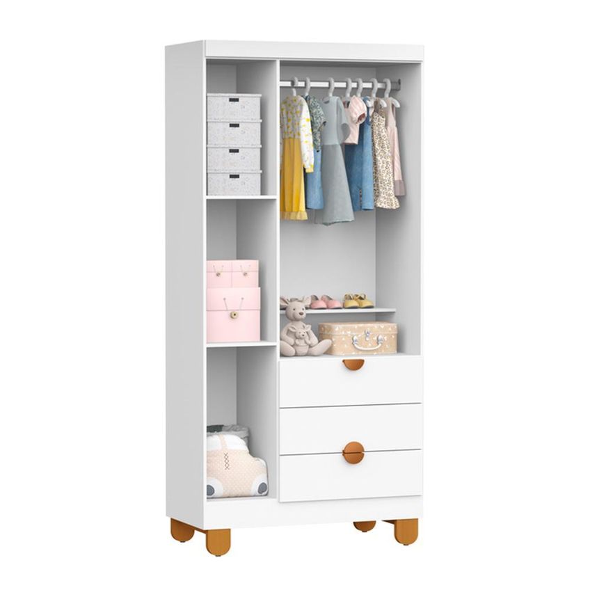 Guarda Roupa Apolo 3 Portas E 3 Gavetas Branco Fosco - Reller Móveis - imagem 3