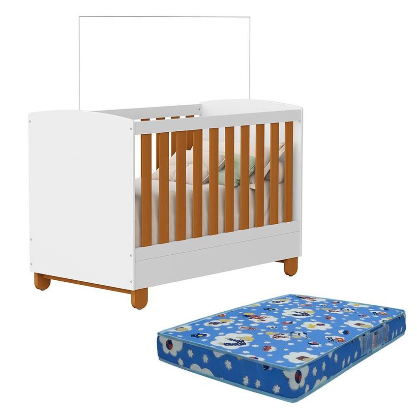 Berço Mini Cama Apolo Branco Fosco/savana Com Colchão Physical - Reller Móveis - imagem 2