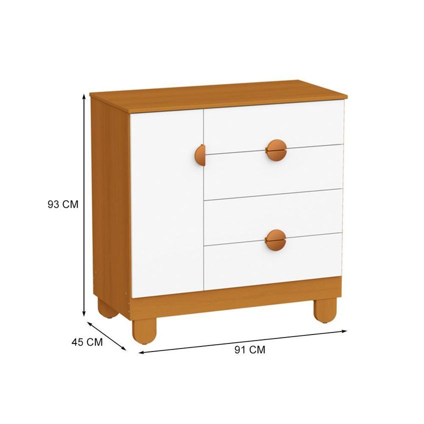 Cômoda Sapateira Apolo 1 Porta E 4 Gavetas Branco Fosco/savana - Reller Móveis - imagem 4