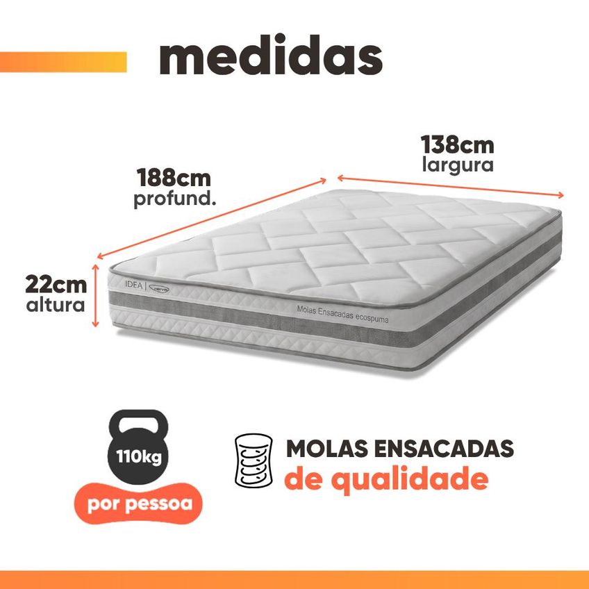 Colchão Casal Molas Ensacadas Prisma 138x188x22cm Herval - Suporta Até 110 Kg Por Pessoa - imagem 3