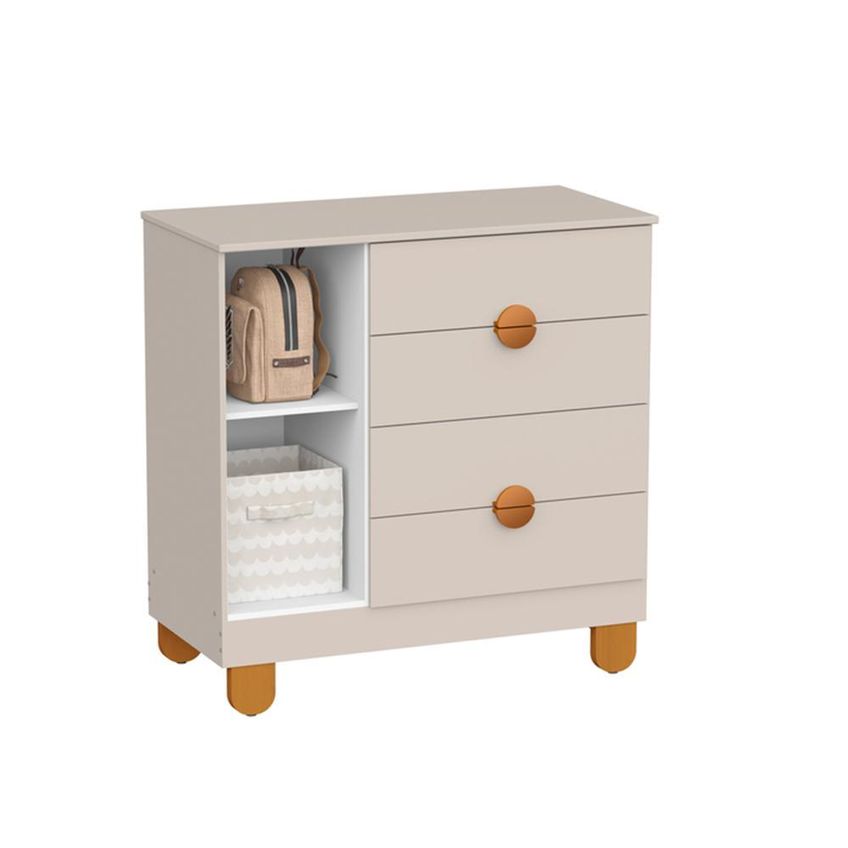 Berço Mini Cama Com Cômoda Sapateira 1 Porta E 4 Gavetas Apolo Areia Fosco - Reller Móveis - imagem 4