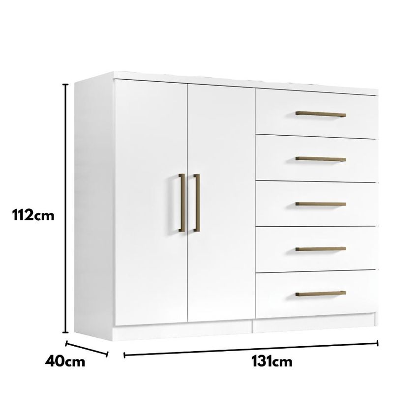 Comoda Madagascar 5 Gav 2 Portas C/ Cabideiro Branco - imagem 3