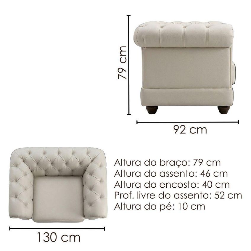 Poltrona Decorativa Capitone Acorde Pes MDF Courino TCS 725 Moll - imagem 3