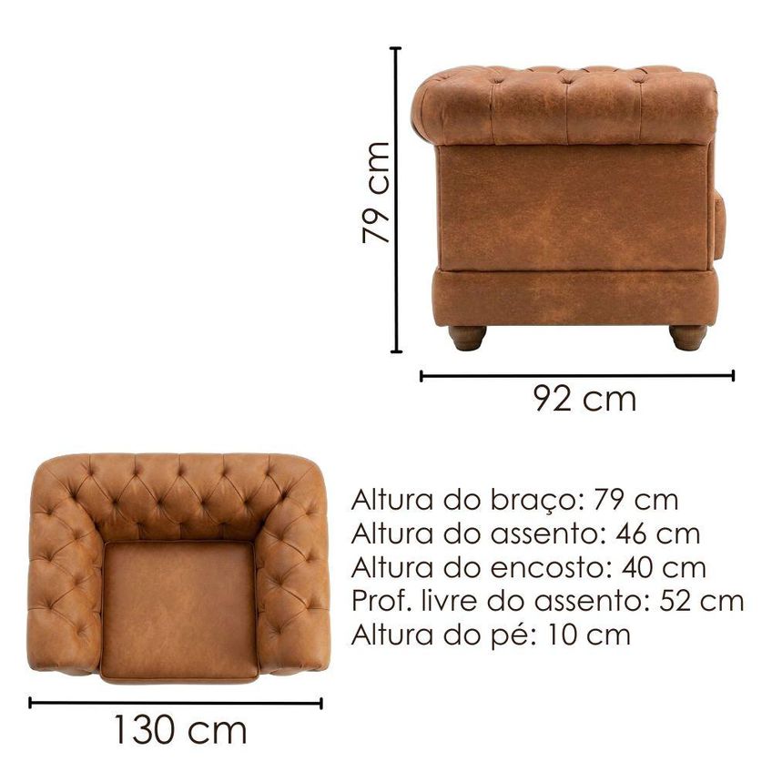 Poltrona Decorativa Capitone Acorde Pes MDF Courino TCS 727 Moll - imagem 3