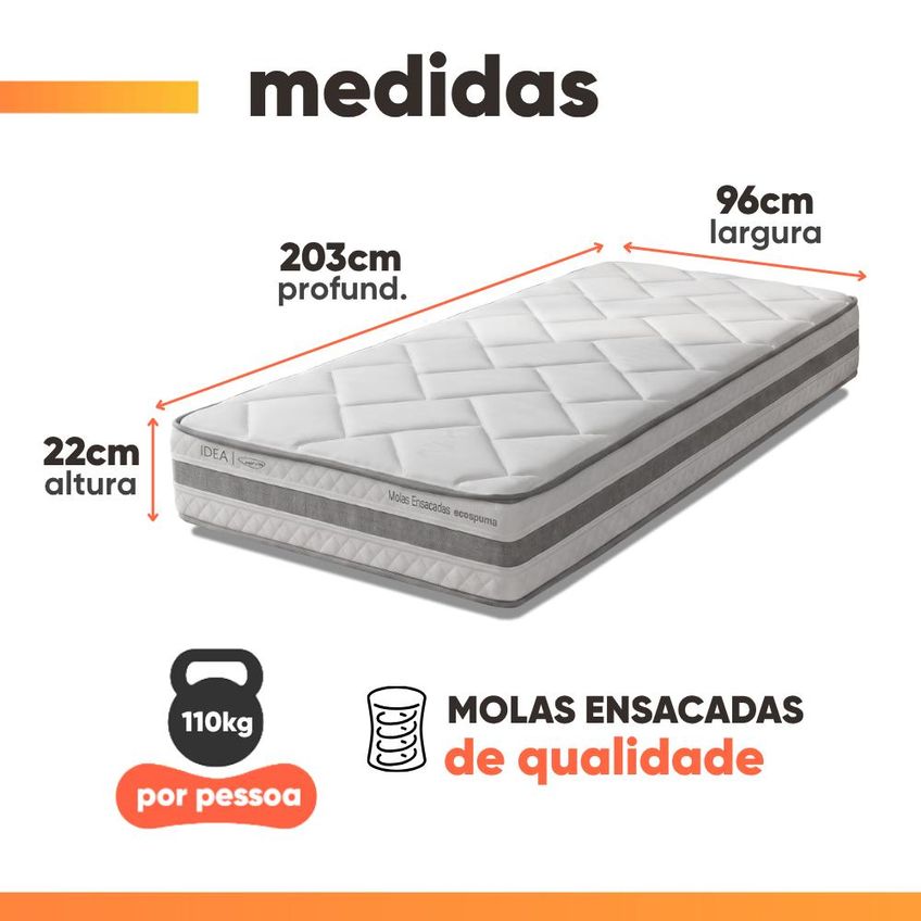 Colchão Solteiro King Molas Ensacadas Prisma 96x203x22cm Herval - Suporta Até 110 Kg Por Pessoa - imagem 3