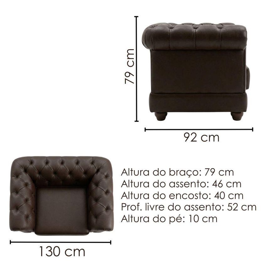 Poltrona Decorativa Capitone Acorde Pes MDF Courino TCS 721 Moll - imagem 3