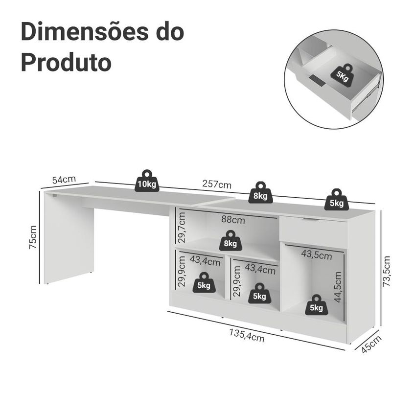 Escrivaninha De Canto Branco Roma Madesa - imagem 4