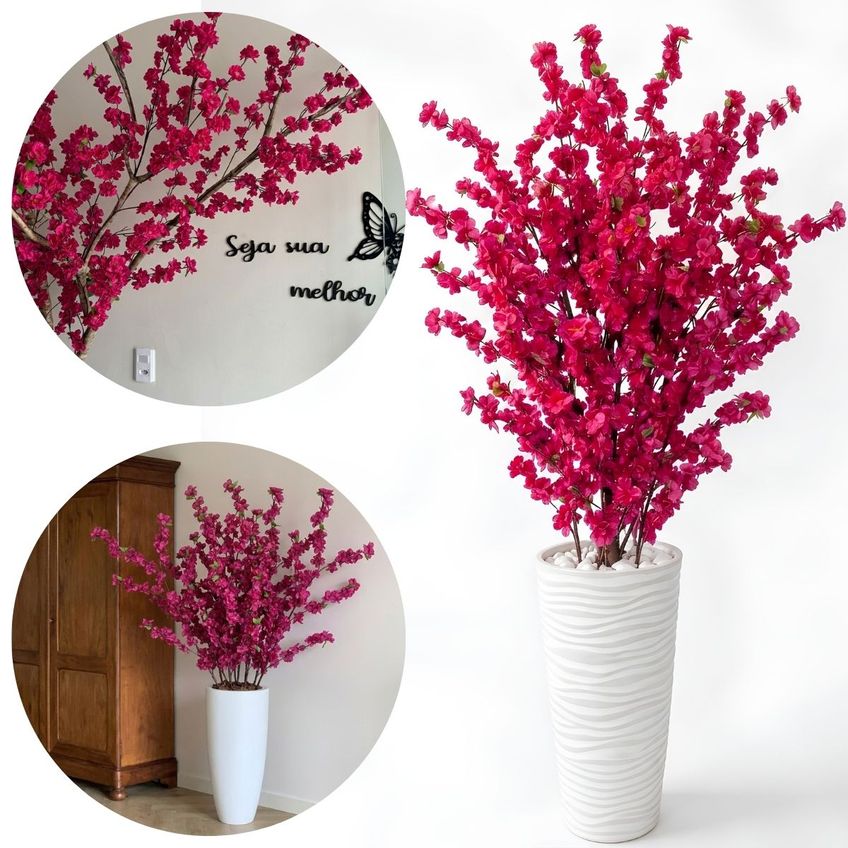 Kit 6 Galhos Flor De Cerejeira Artificial 125cm Decoração Sofisticada - imagem 3