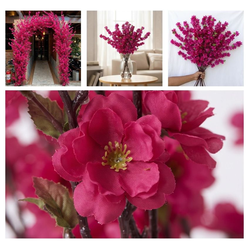 Kit 9 Cerejeira Artificial 125cm Galhos Floridos Para Decoração De Interiores - imagem 3