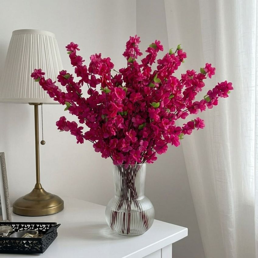 Kit 9 Cerejeira Artificial 125cm Galhos Floridos Para Decoração De Interiores - imagem 5