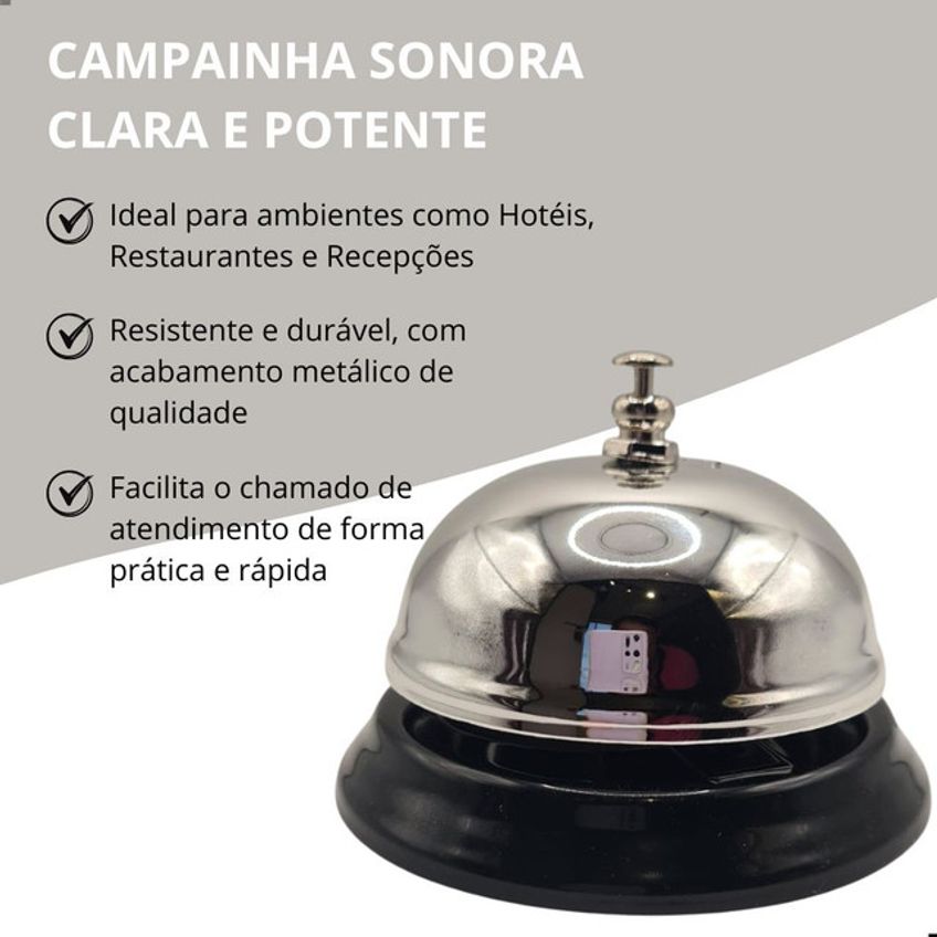 Sino De Balcão Metálico Campainha De Atendimento Para Lojas E Hotéis - imagem 3