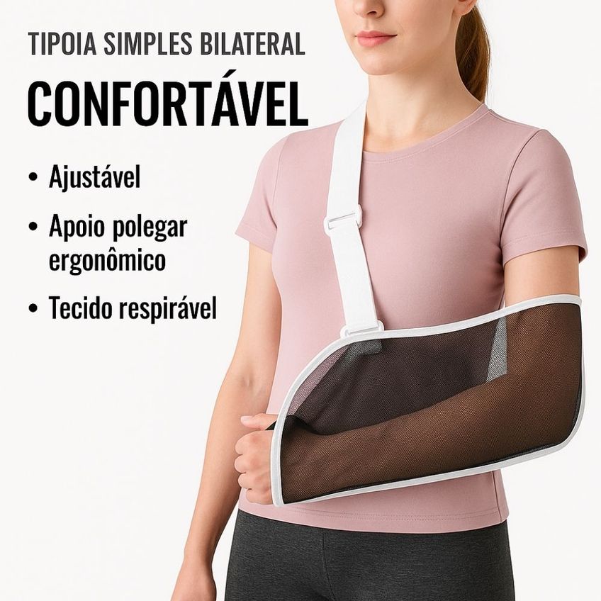 Tipoia Simples Bilateral Sling Arm Para Braço E Ombro Ajustável Com Apoio De Polegar - imagem 3