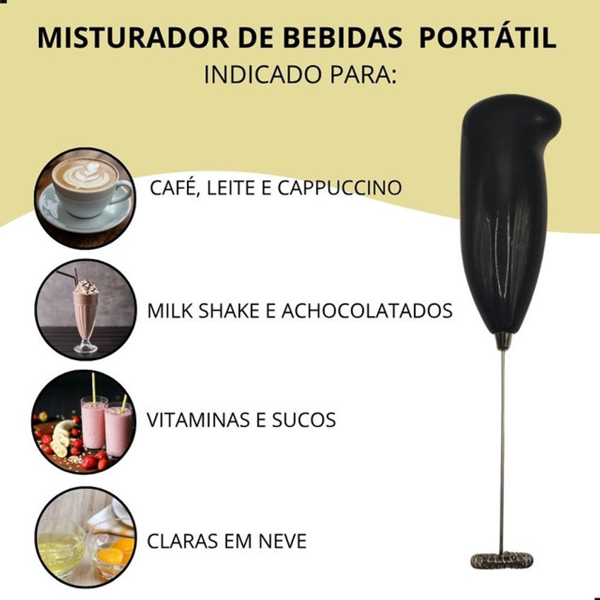 Misturador De Bebidas Portátil Elétrico A Pilha Para Café Milk Shake Sucos E Ovos - imagem 3