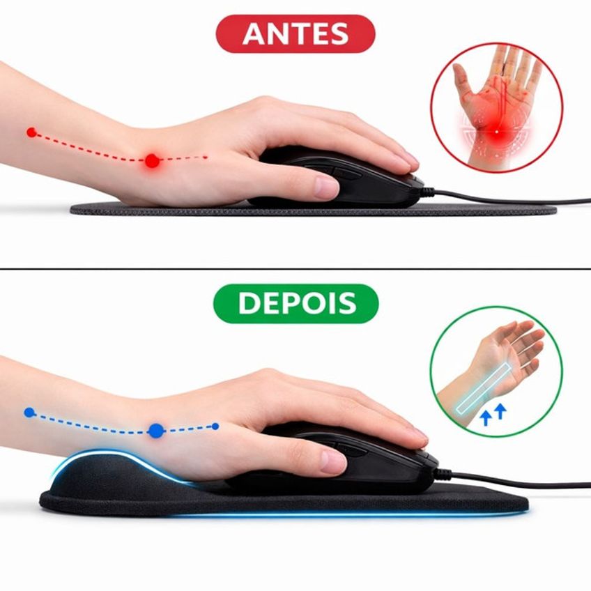 Mouse Pad Ergonômico Com Apoio Em Gel Para Pulso Ideal Para Escritório E Home Office - imagem 3