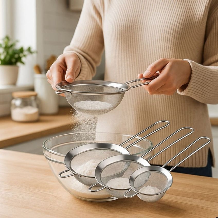 Kit 3 Peneiras De Aço Inox Fina Para Farinha, Chás E Açúcar Uso Doméstico - imagem 2