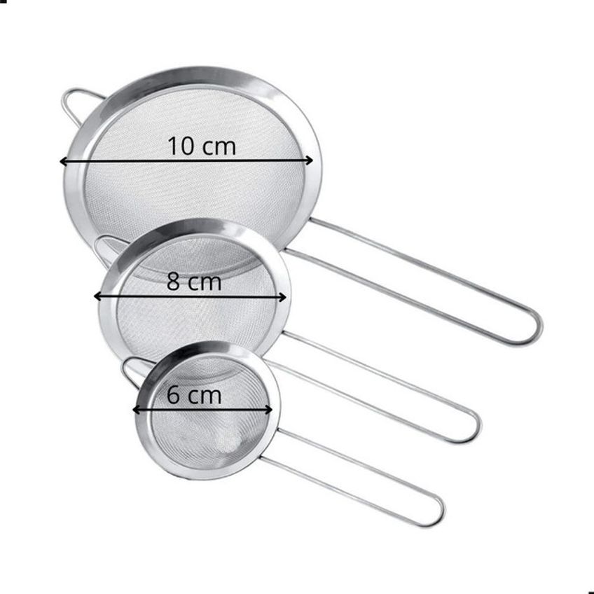 Kit 3 Peneiras De Aço Inox Fina Para Farinha, Chás E Açúcar Uso Doméstico - imagem 3