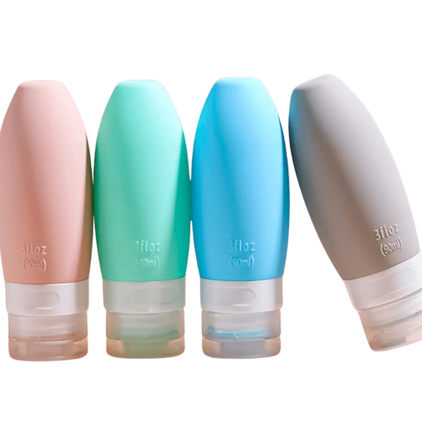Kit Viagem Com 4 Frascos De Silicone Para Shampoo E Condicionador 90ml - imagem 2