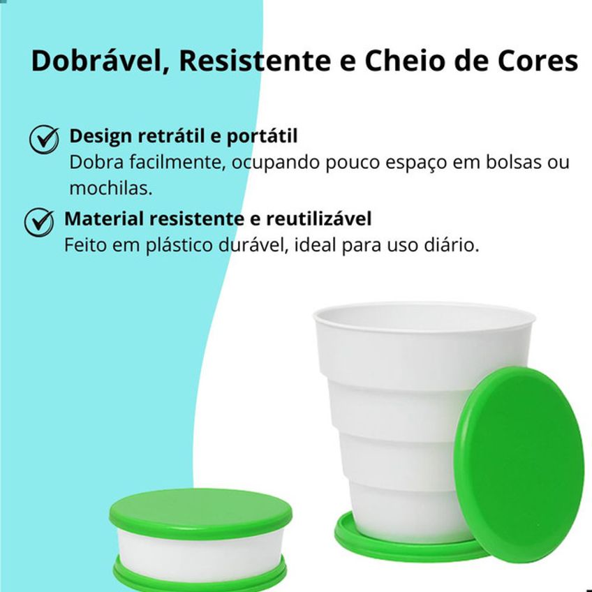 Kit 6 Copos Retráteis Sanfonados Coloridos Portáteis Para Viagem E Camping - imagem 2
