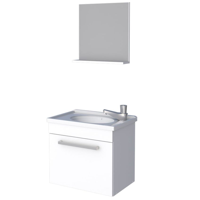 Kit Para Banheiro Com Espelho Madeira Ágata Branco 47cm - P87230 - Cozimax - imagem 2
