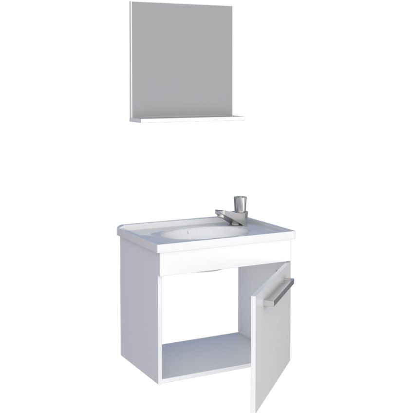Kit Para Banheiro Com Espelho Madeira Ágata Branco 47cm - P87230 - Cozimax - imagem 3