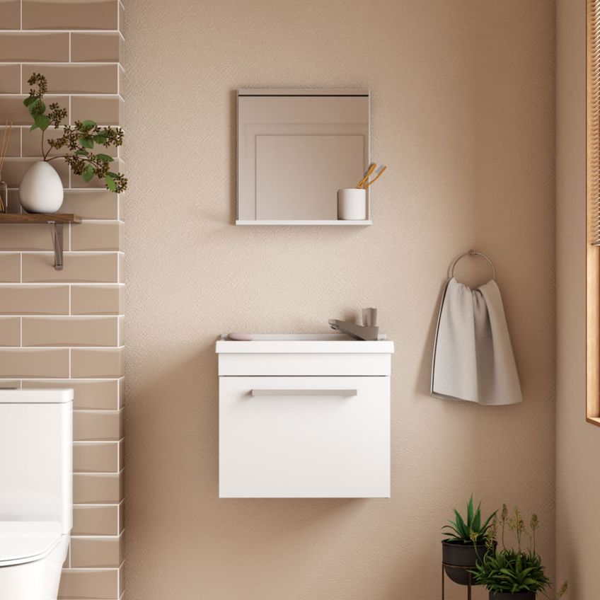Kit Para Banheiro Com Espelho Madeira Ágata Branco 47cm - P87230 - Cozimax - imagem 5