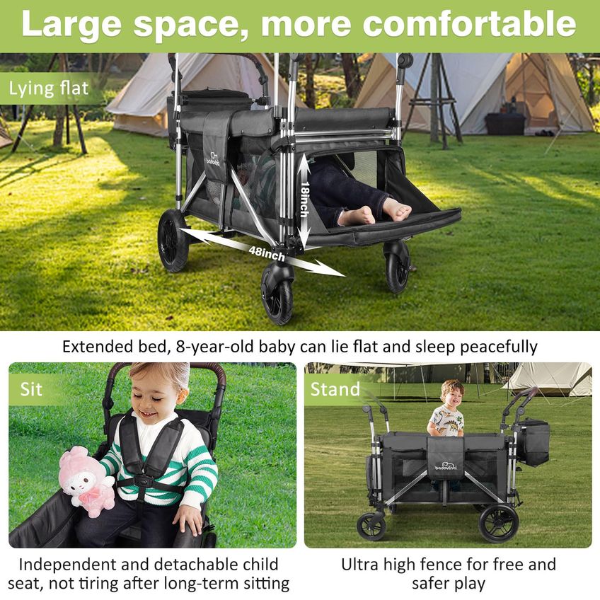 Carrinho De Passeio Badovinci Para 2 Crianças Com Assento Alto E Dossel - imagem 2