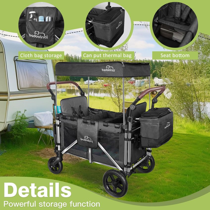 Carrinho De Passeio Badovinci Para 2 Crianças Com Assento Alto E Dossel - imagem 4