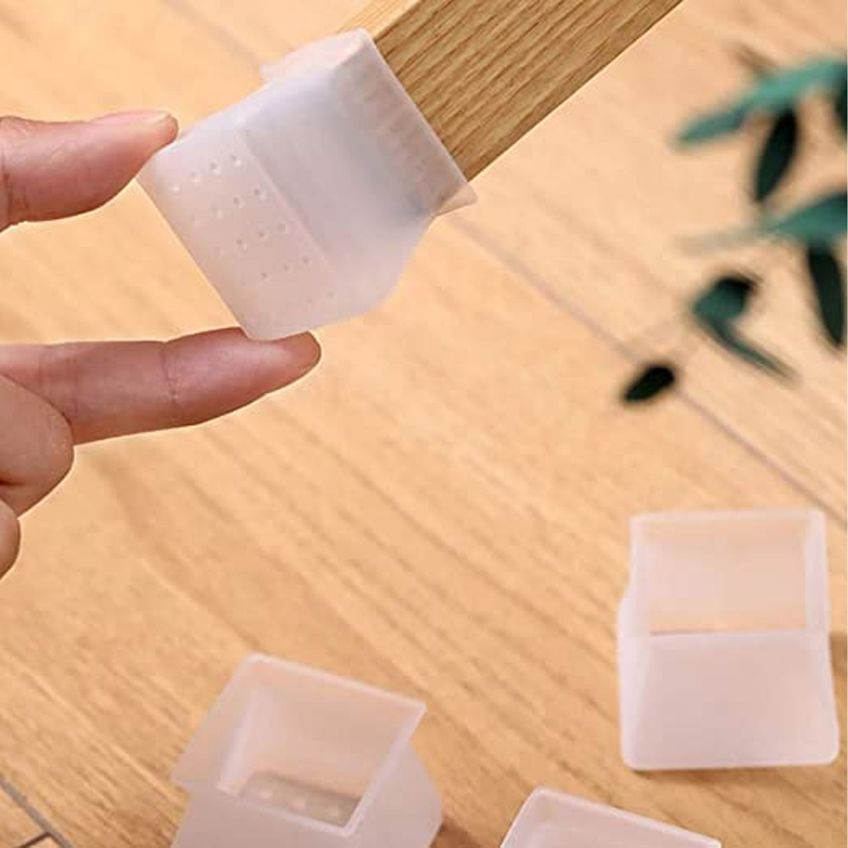 Kit 4 Protetores De Pé De Cadeira Poltrona Sofá De Silicone Anti Risco E Ruído - Quadrado - imagem 2